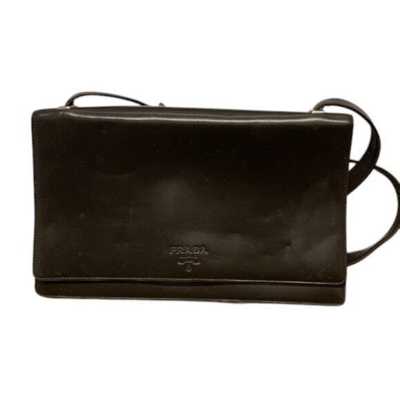 Prada Handbags - Prada Vitello Sport Flap Bag Women Black Leather Crossbody Messenger Italy‎